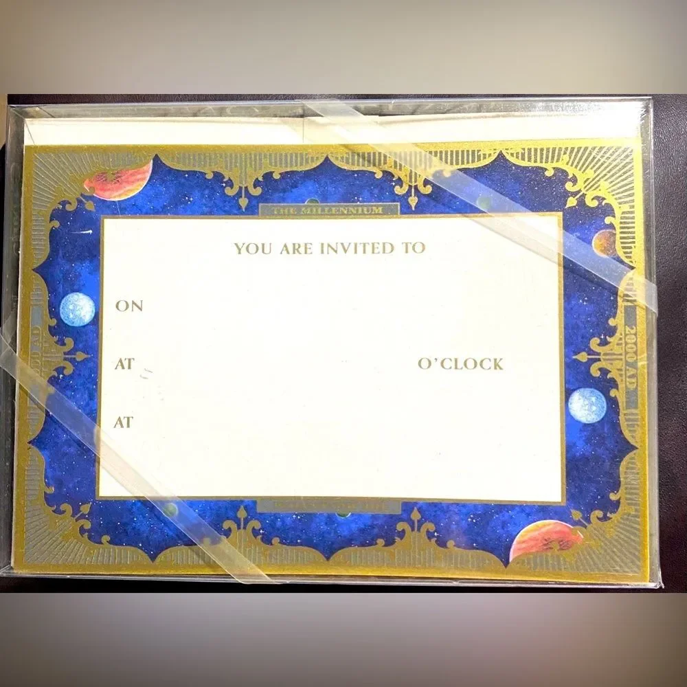 Invitations & Envelopes 3) Boxes of 10) The Millennium 2000 A.D. Caspari Embassy